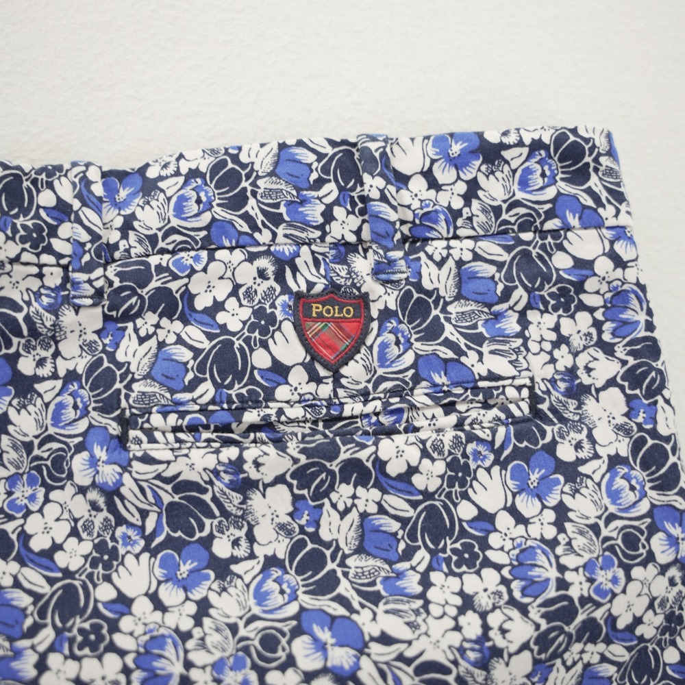 Polo Golf Ralph Lauren Mens 38 Floral Shorts Blue White Classic Fit Cotton Blend - Picture 8 of 9